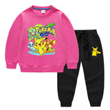 Children Pokemon Pikachu Hoodie & Pant Set Two-Piece Baby Cotton Sweater Set