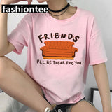 Friends Joey T Shirt Friends Pink Casual Loose-Fitting T-shirt