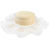 Straw Hat Pearl Mesh Straw Hat Flat Top Hat