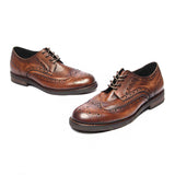 Indo Western Shoes Brogue Men's Shoes Top Layer Cowhide British Men's Shoes Hand Washed Distressed Series