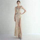 Sequin Evening Dress Split Long Sequined Fishtail Skirt