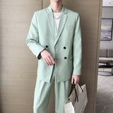 Seersucker Suit Solid Color Small Suit Two Two-Piece Set