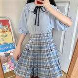 Gothic Lolita Harajuku Style Clothing Shirt Short Sleeve JK Solid Color Shirt