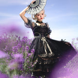 Gothic Lolita Harajuku Style Clothing Girl Lolita Skirt Summer JSK Dark Vintage Black Gold Dress