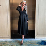 Bohemian Beach Dress Black V-neck Evening Dress Chiffon