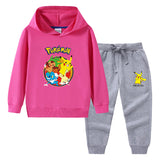 Children Pokemon Pikachu Hoodie & Pant Set Hooded Sweater Trousers Cotton Suit