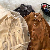 Corduroy Patch Jacket Corduroy Jacket Men Vintage Loose Shirt
