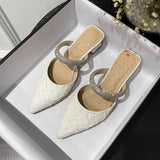 Nude Block Heel Sandals Rhinestone Sandals