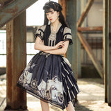 Gothic Lolita Harajuku Style Clothing Punk Lolita Dress Short Sleeve Op Retro Irregular Large Swing Dress