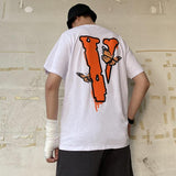 Vlone Large V Short Sleeve Splashed Ink Printing Simple Fog Fashion Brand Men's and Women's Tshirt Tee Shirt