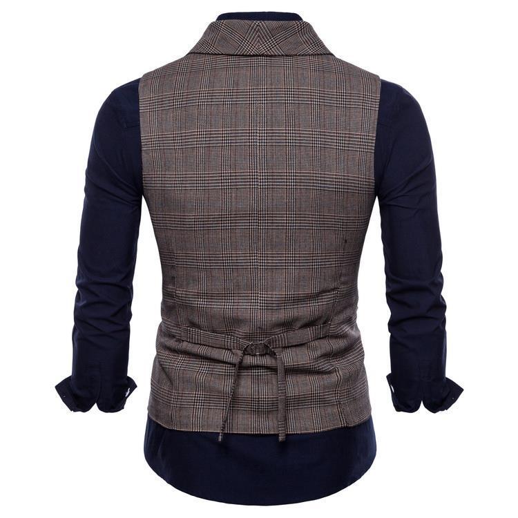 Tuxedo Vests Men Suit Vest Vest Slim Plaid Spring and Autumn Fashion Men's Vest Suit Business