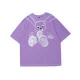 Men T Shirt Summer Casual Tops Cartoon Rabbit Print Short Sleeve T-shirt