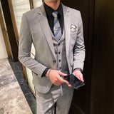 Seersucker Suit Men's Three-Piece Suit