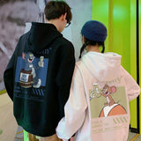 Tom And Jerry Hoodie Spring Fleece-Lined Loose Hooded Top