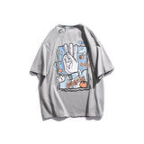 Cartoon Graffiti Short Sleeve T-shirt Men's Summer Loose Printed Top Cotton Half Sleeve T-shirt Tee