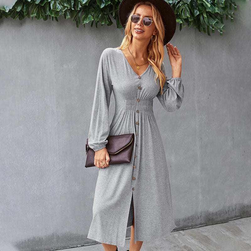 Beth Dutton Outfits Knitted Dress Autumn and Winter Tight Waist Slimming A- line Skirt V-neck Sexy Dress