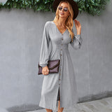 Beth Dutton Outfits Knitted Dress Autumn and Winter Tight Waist Slimming A- line Skirt V-neck Sexy Dress