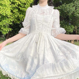 Gothic Lolita Harajuku Style Clothing Chiffon Cute Lace Lined Lolita Chiffon Half Sleeve Shirt