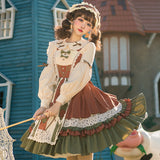 Gothic Lolita Harajuku Style Clothing Lolita Small Skirt JSK Japanese Pastoral Style Splicing Light Lolita Dress