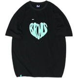 Men T Shirt Summer Casual Tops Men's Clothes Summer Wear Retro Men's round Neck Short Sleeve Casual Loose Peach Heart Letters Print T-shirt