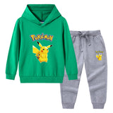 Children Pokemon Pikachu Hoodie & Pant Set Sweater Trousers Two-Piece Baby Cotton Suit