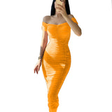 Nina Parker Dresses Elegant Elegant Dress Solid Color Pleated Slim Dress