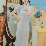 Women cottagecore Dress Vintage White Lace Dress Formal Dress Summer