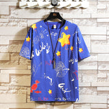 Men's T-Shirt Men's round Neck Cartoon Printed Short-Sleeved T-shirt