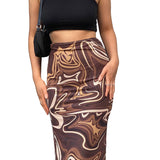Music Festivals Rave Outfits Dress Sexy Slim Print Skirt for Women