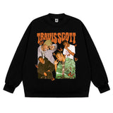 Travis Scott Shirt Hip Hop Character Print Loose round Neck Sweater