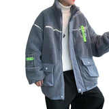 Men's Autumn Winter Coat Stand Collar Color Matching Cotton-Padded Coat