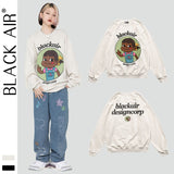 Blackair T Shirt Autumn Winter Retro Sweater Cartoon Character Printed round Neck Long Sleeve