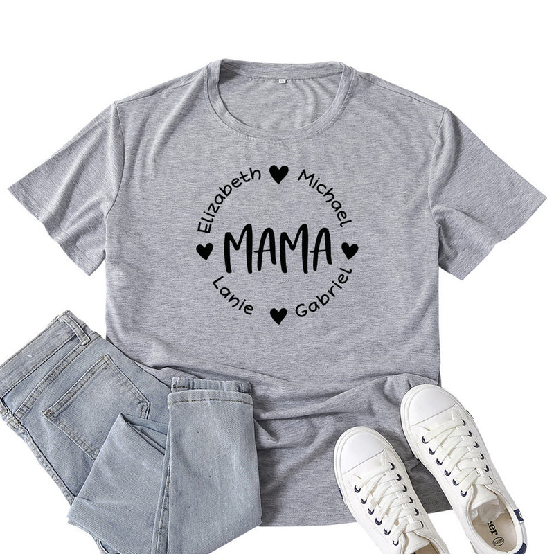 Boy Mama T Shirt Mama Love Heart Letter Print T-shirt