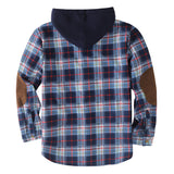 Mens Flannel Jacket with Hoodie Autumn and Winter Plaid, Brushed Warm Shirt Jacket Hoodie