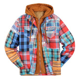 John Dutton Jacket Autumn and Winter Plaid Jacket Long-Sleeved Hooded Fake Two Pieces Cotton Padded Coat Men