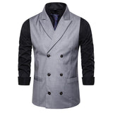 Tuxedo Vests Solid Color Simple Double Breasted Suit Vest Men's Casual Business