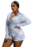 Women Plus Size One-Piece Clothes Summer Printed Sexy Home Jumpsuit