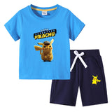 Children Pokemon Pikachu Tshirts & Shorts Cotton Short Sleeve Shorts Suit Two Neutral