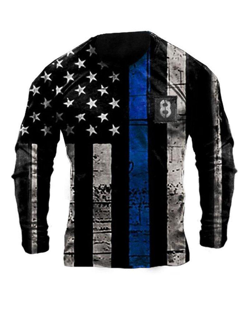 Tactics Style Men Sweatshirts&Hoodies Spring and Autumn Long Sleeve T-shirt Digital Printing Short Sleeve Men's Long-Sleeved Top