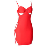 Women Bodycon Dress Summer Backless Strap Dress Sexy Cutout Evening Dress