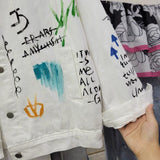 Spray Painted Jacket Graffiti Denim Clothing for Women Autumn Loose plus Size