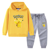 Children Pokemon Pikachu Hoodie & Pant Set Sweater Trousers Two-Piece Baby Cotton Suit