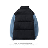 Men's Autumn Winter Coat Stand Collar Color Matching Cotton-Padded Jacket