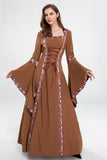 Vintage Empire Waist Dress Long Vintage Women's Dress with Bell Sleeves