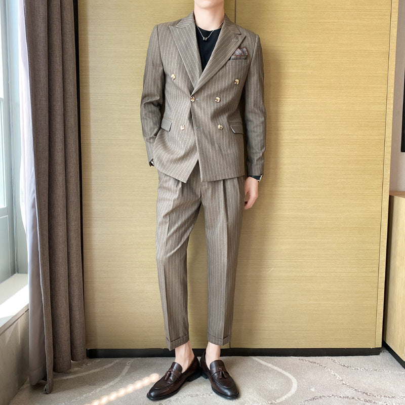 Double Brewed Seersucker Suit Spring Men's Suit Striped Suit