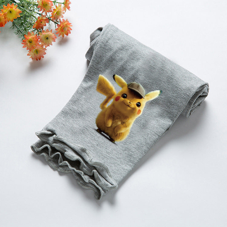 Children Pokemon Pikachu Pants Summer Cartoon Baby Lace Cropped Pants