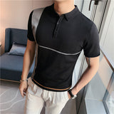 Men Short Sleeve T-Shirt Stretch Casual Polo Collar T-shirt