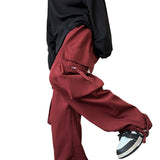 Men Cargo Pants Red Overalls Men's Spring and Autumn