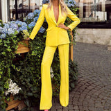 Women Blazar Pants Suit Autumn Suit Coat Two-Piece Suit for Women