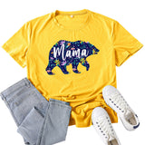 Boy Mama T Shirts Floral Mama Bear Bear Mother Pattern Printed T-shirt